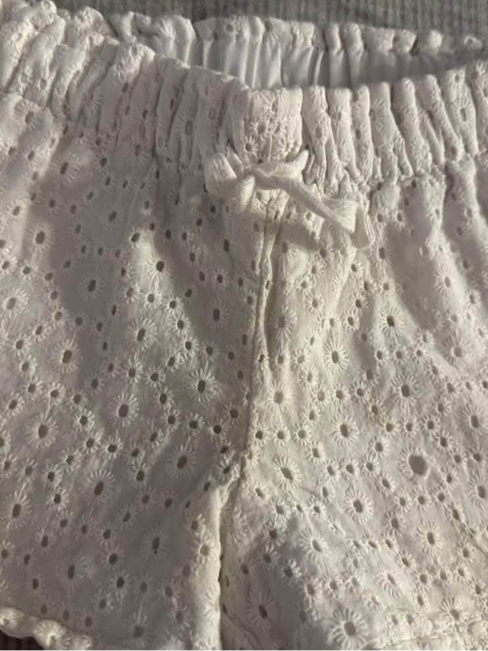 Cat & Jack White Eyelet Bow-Front Shorts